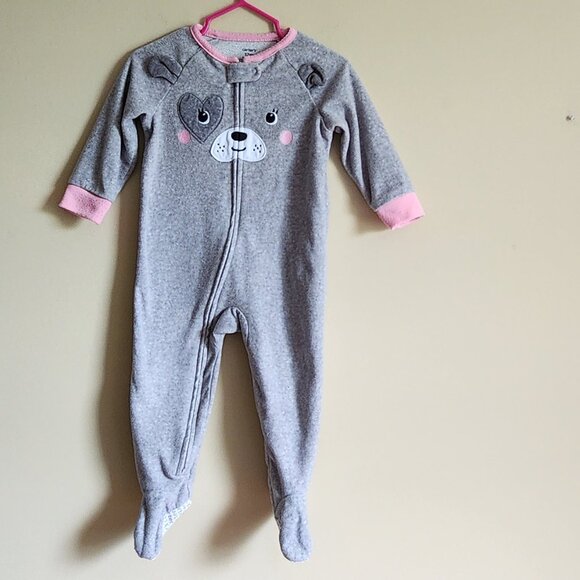 Carters Footed Zip Up Puppy Pajamas Size 12 Months - Picture 2 of 7